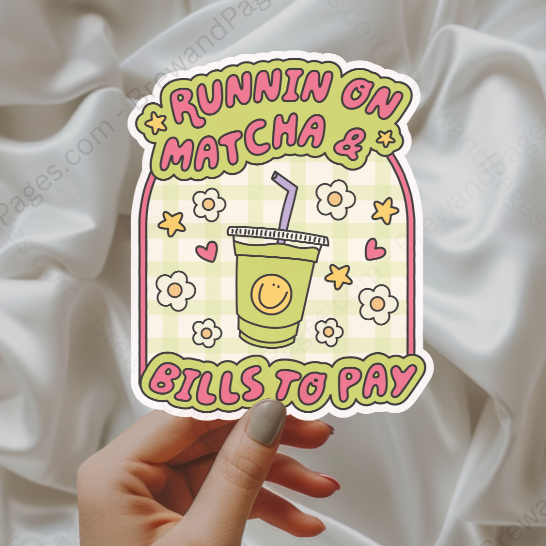 Running on Matcha & Bills To Pay - Sticker