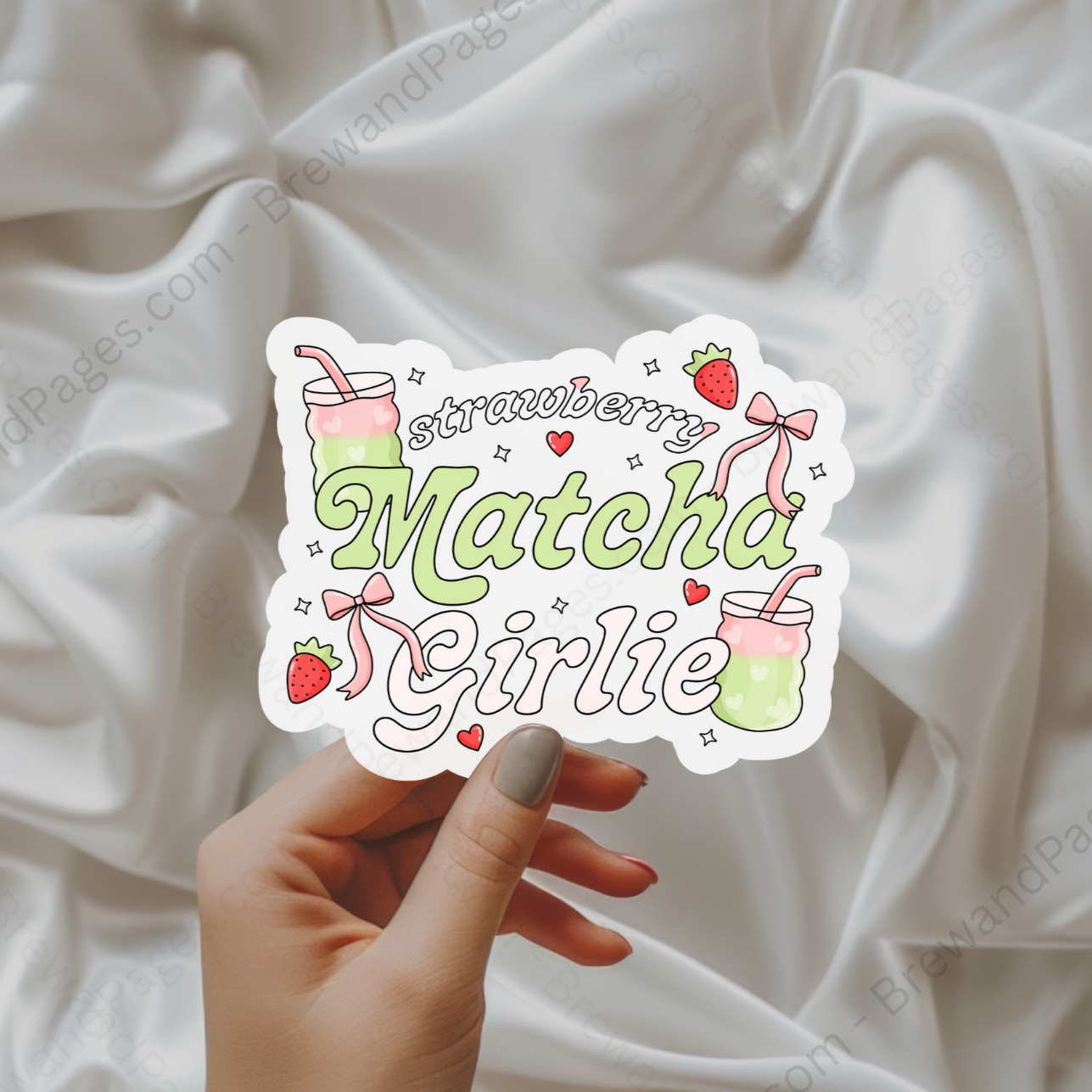 Strawberry Matcha Girlie - Sticker - Brew and Pages