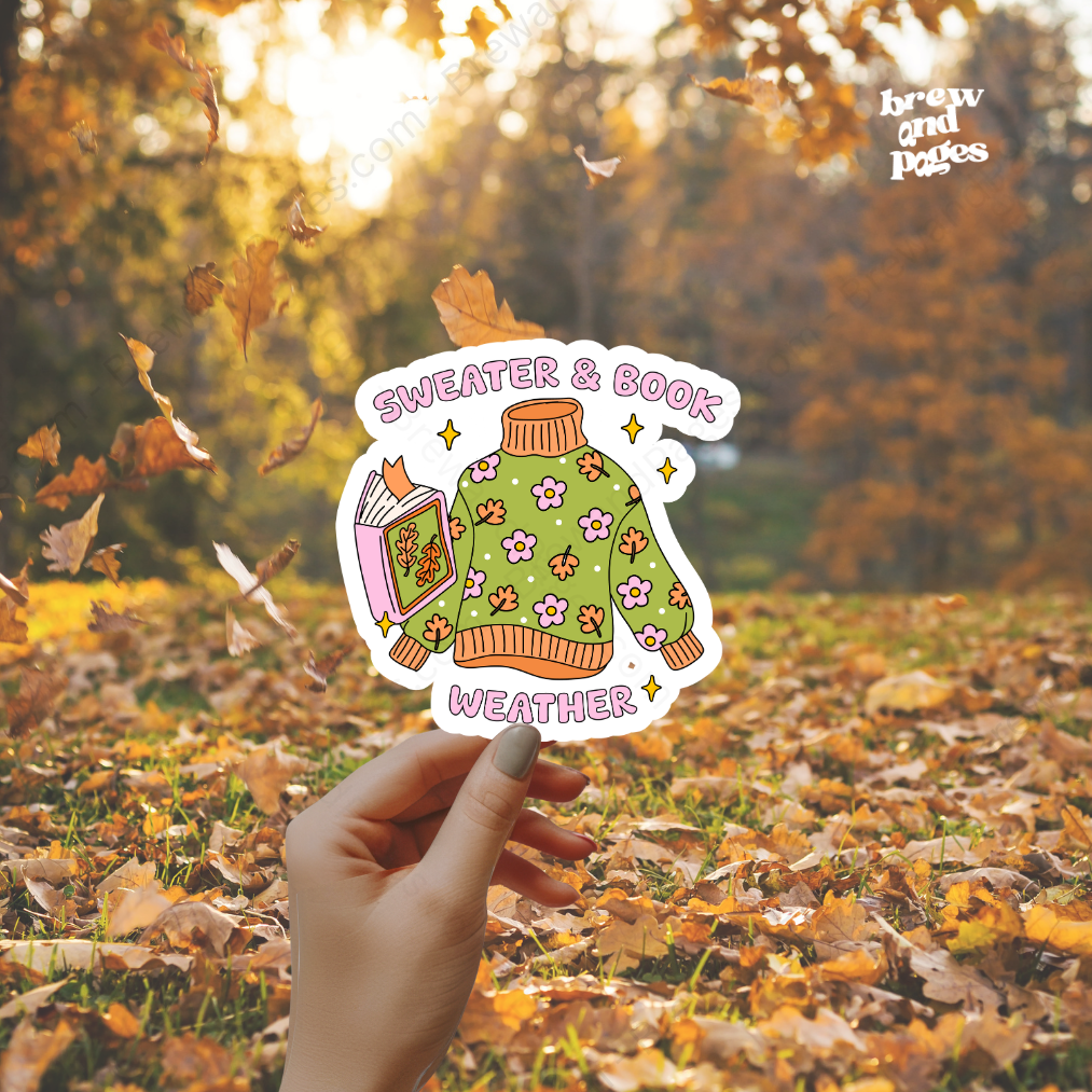 Sweater & Book Weather - Autumn Bookish Sticker