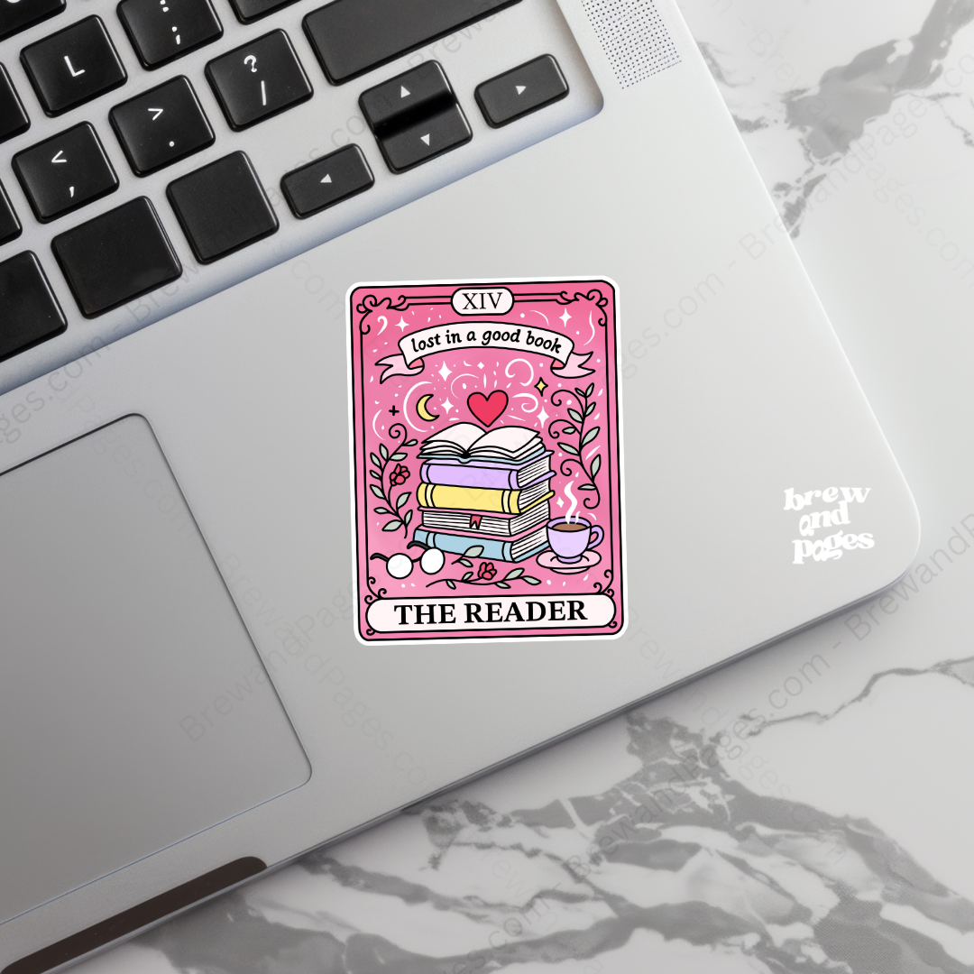 Lost in a Good Book- Reader Pink Tarot Card Sticker