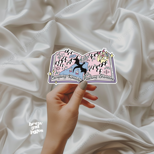 Escaping Reality Entering Fantasy - Sticker - Brew and Pages