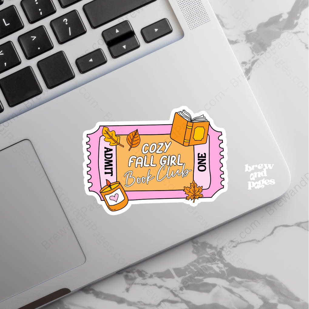 Cozy Fall Girl Book Club Ticket - Autumn Sticker