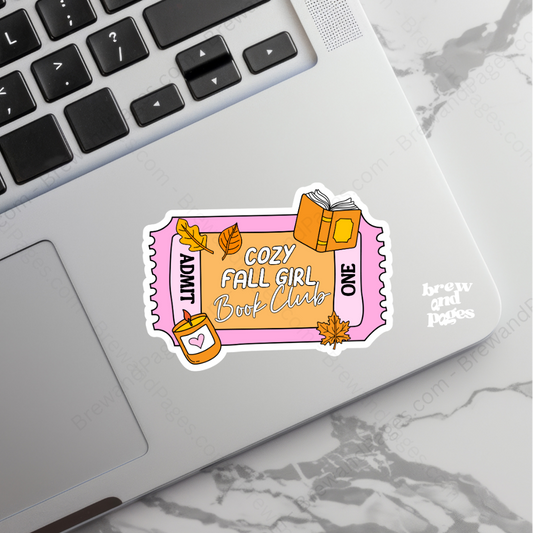 Cozy Fall Girl Book Club Ticket - Autumn Sticker