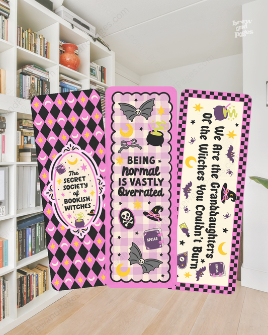 Retro Pink Bookish Witch - Bookmark Set of 3