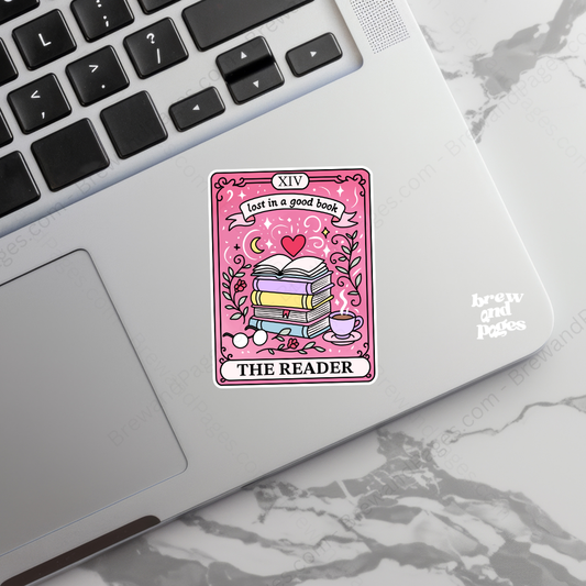 Lost in a Good Book- Reader Pink Tarot Card Sticker
