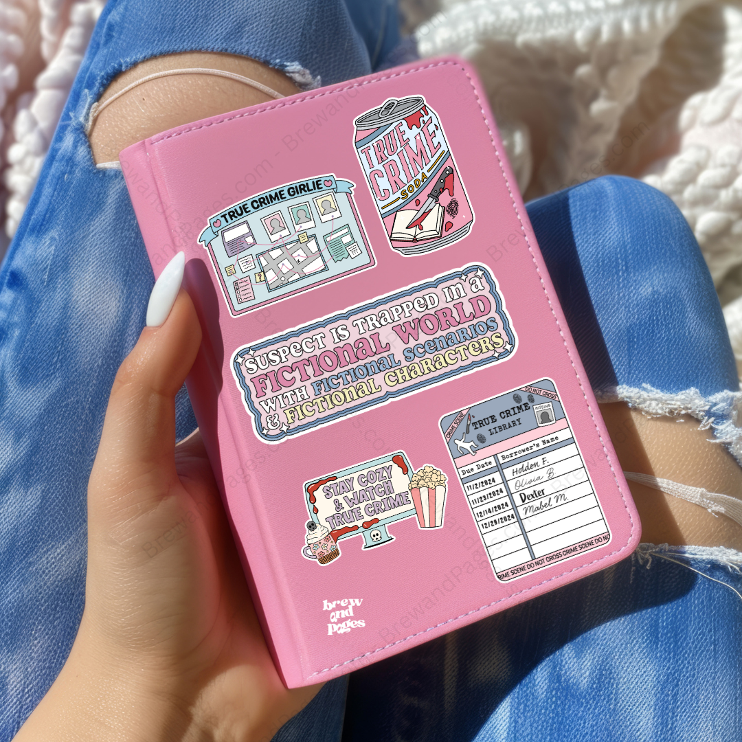True Crime Pastel Sticker Set - Brew and Pages